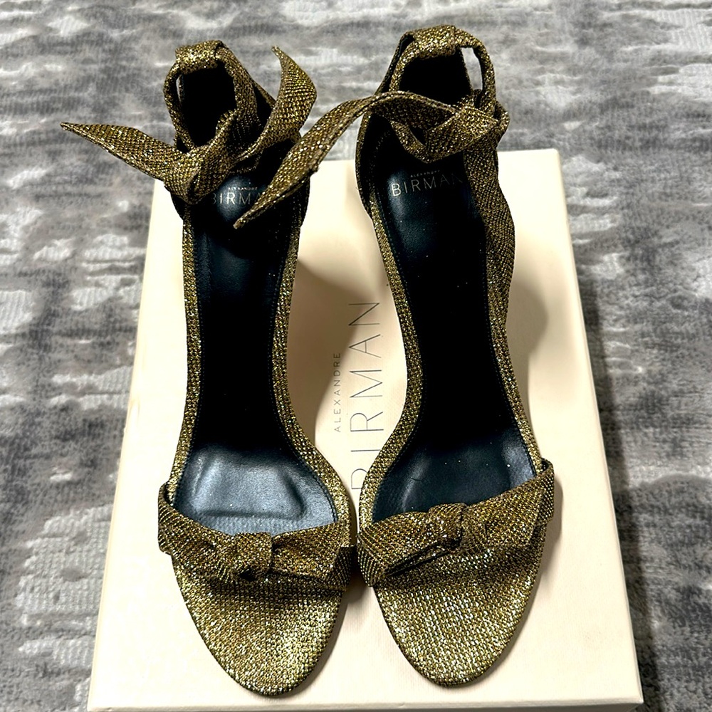 Alexandre Birman Gold Heels with Ankle Strap